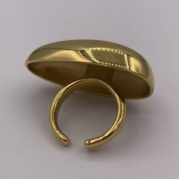 New large scale gold plated stainless steel ring, adjustable size, mirror finish - Picture 6 of 16